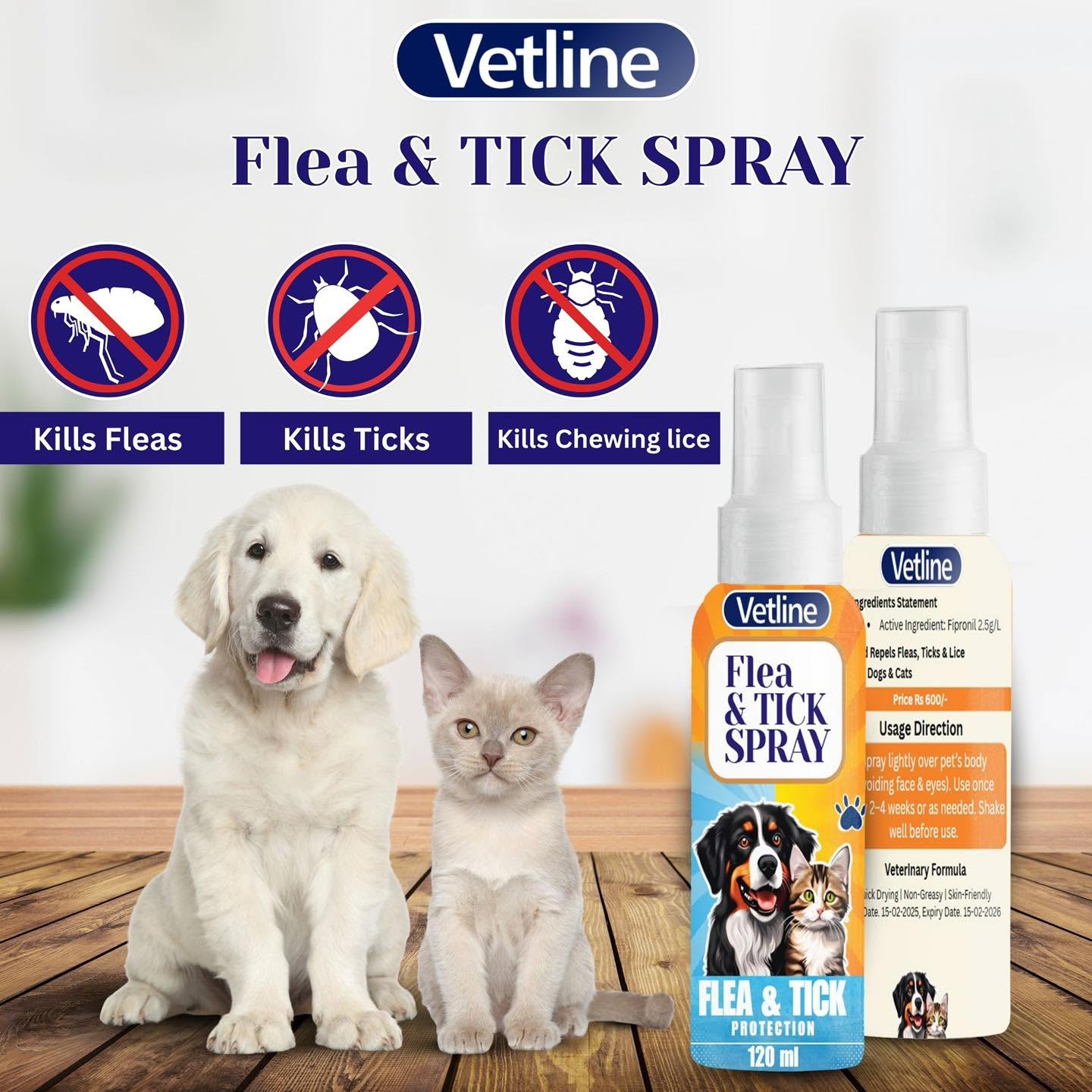Vetline Flea & Tick Spray 120 ml